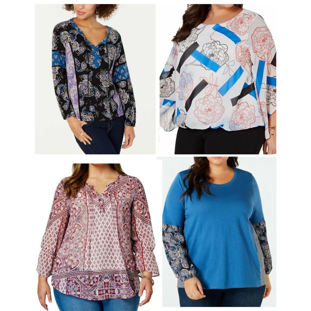 NWT 4 Piece Blouse Bundle Lot Long Sleeve - Plus 2X - Style & Co & Alfani